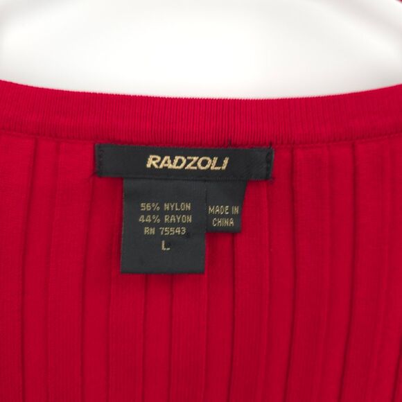 Radzoli Beaded Ribbed Sweater Long Sleeve Holiday Party Vegas Bling Red Large - Picture 8 of 16